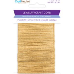 Metallic Stretch Jewelry and Craft Cord, Gold, 0.8 mm x 18 Yards