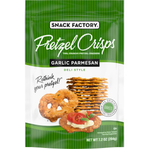 Snack Factory Garlic Parmesan Pretzel Crisps, 7.2 OZ Resealable Bag