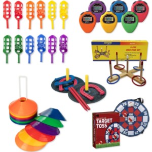 Field Day Activity Kit, Outdoor Games, Timers, Cones, Toss Games & Scoop Ball Set