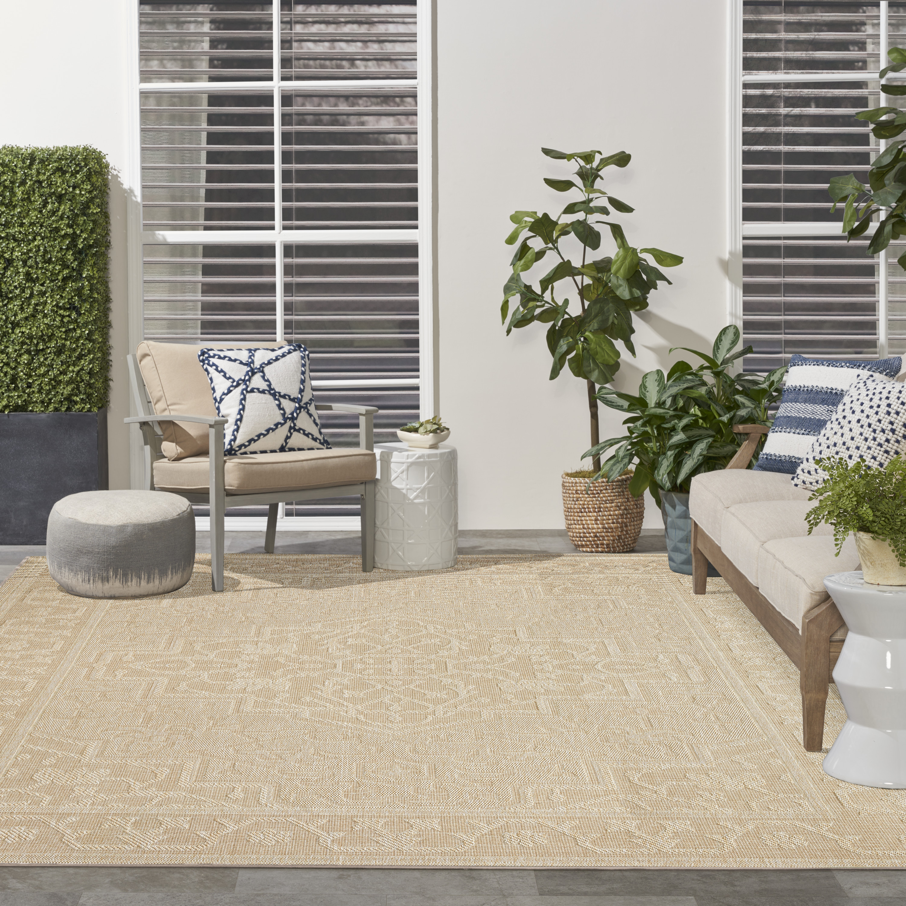 Nourison Tulum 10' x 14' Cream Outdoor Rug