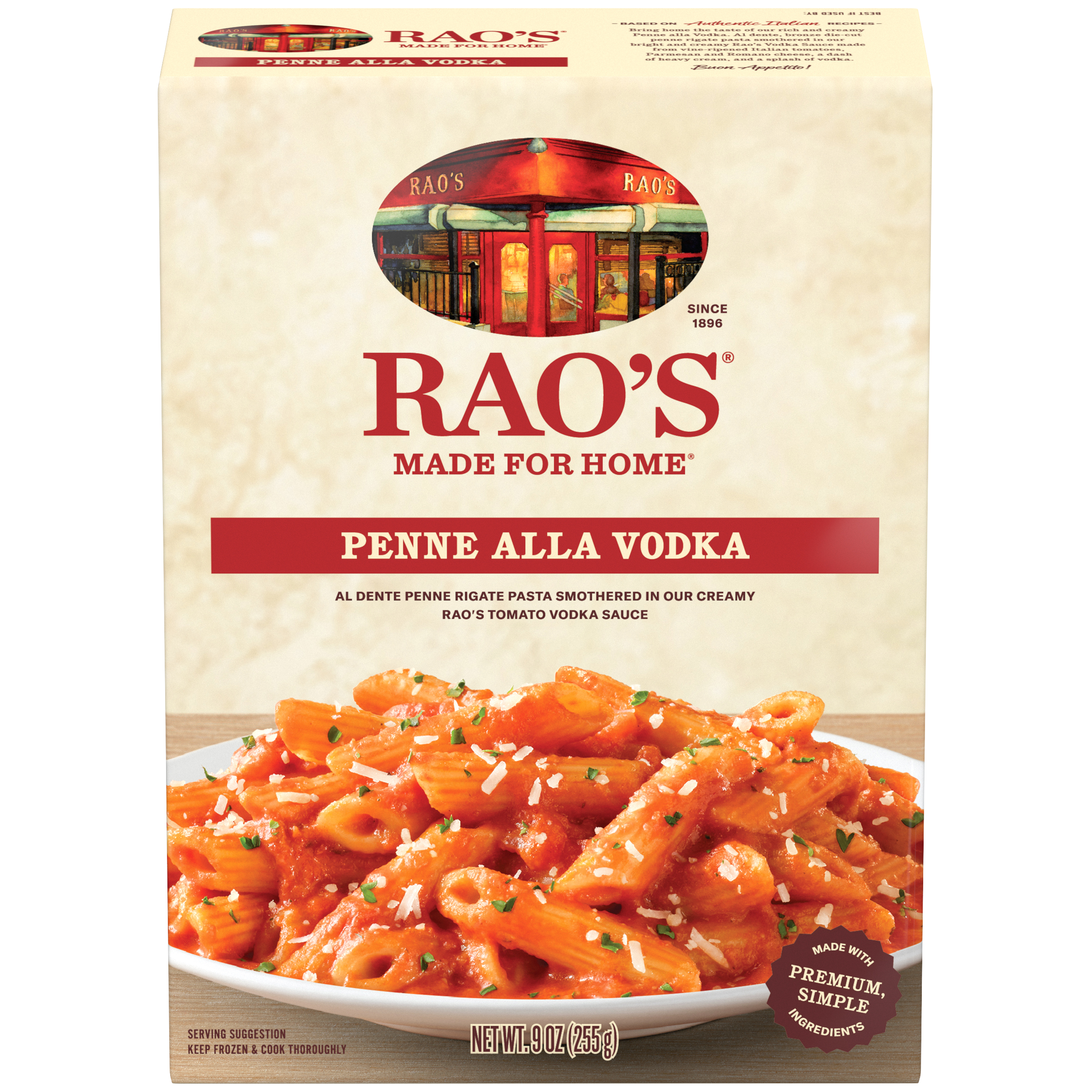 Penne alla Vodka Frozen Meal, 9 oz - Back Image