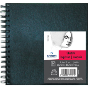 Artist Series Sketch Art Book, Black Cover, Wire Binding, 80 Sheet, 6X6 inch, 1 Count
