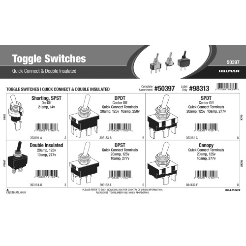 Toggle Switches Assortment (Quick Connect & Double Insulated)