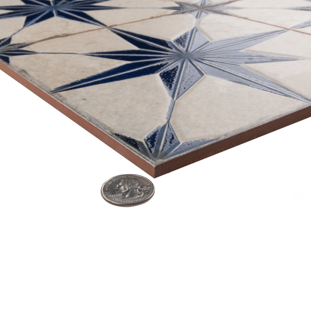 Kings Star Luxe Blue 17-5/8 in. x 17-5/8 in. Ceramic Floor and Wall Tile