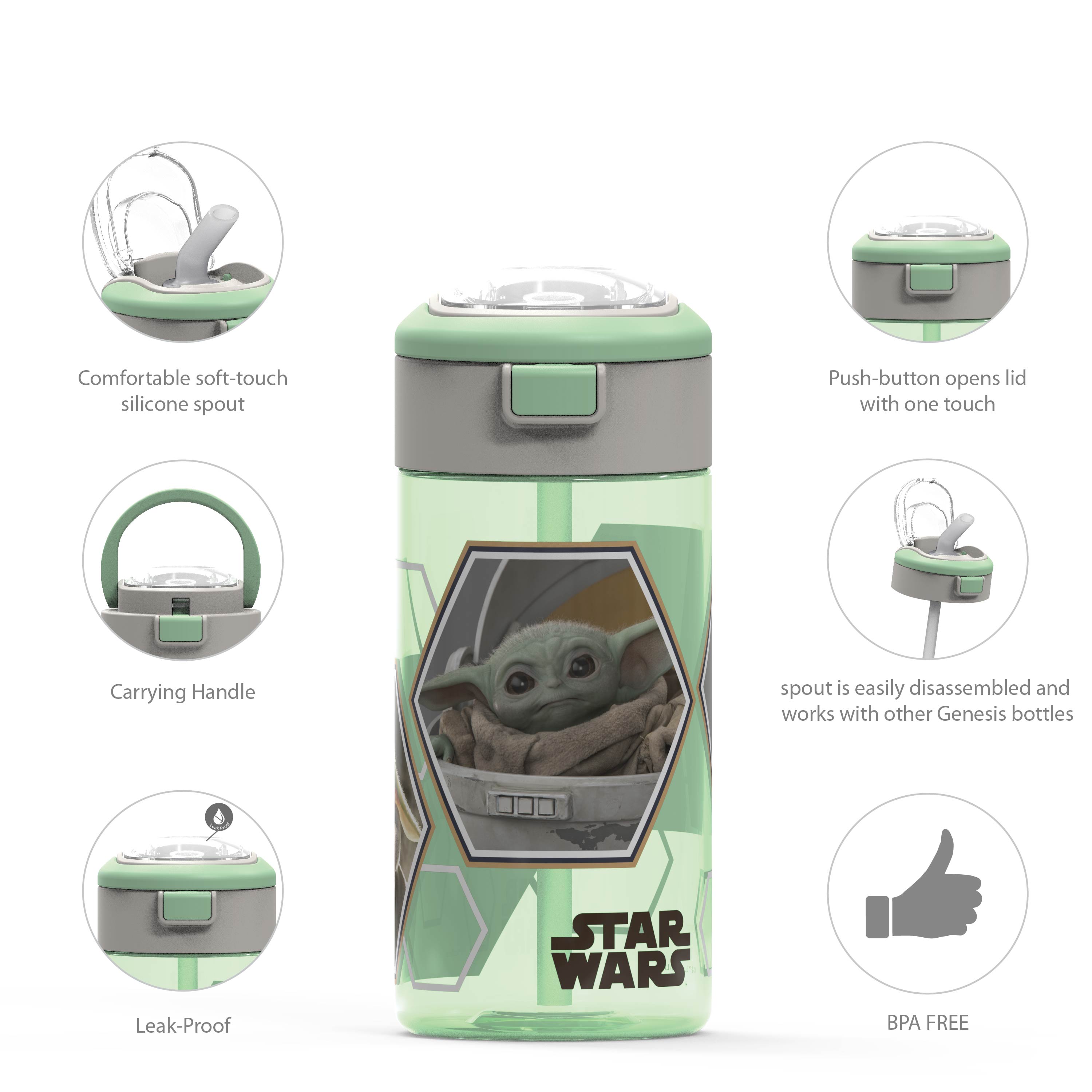Star Wars: The Mandalorian 18 ounce Reusable Water Bottle with Straw, The Mandalorian slideshow image 4 Star Wars: The Mandalorian 18 ounce Reusable Water Bottle with Straw, The Mandalorian slideshow image 4