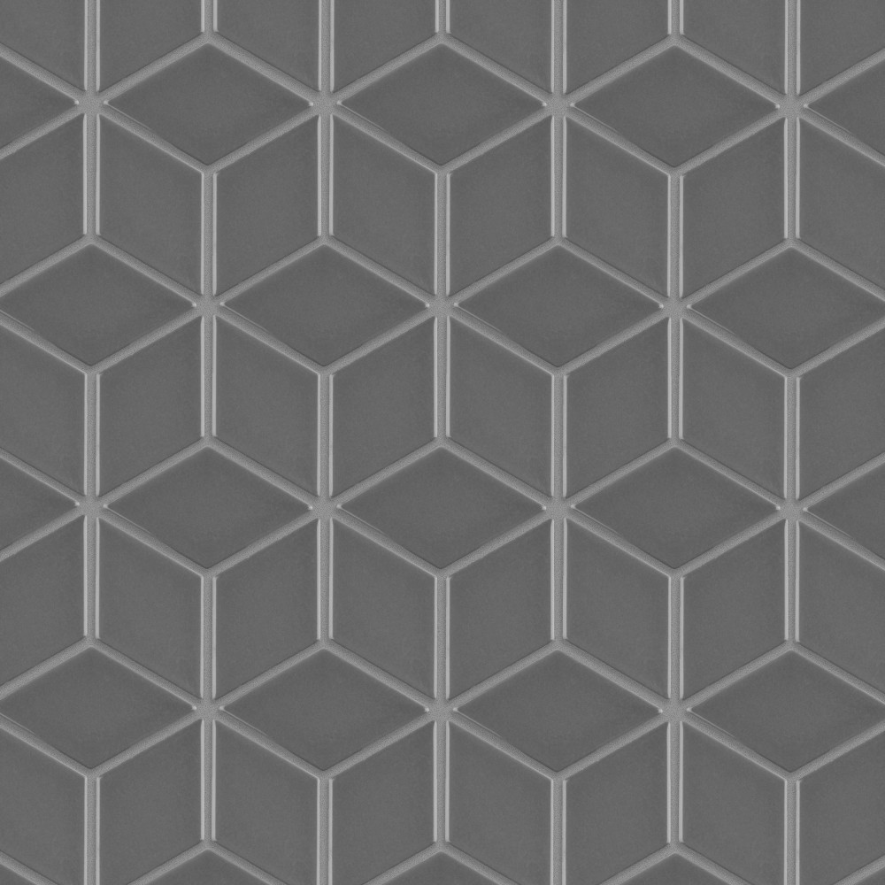 Sample – Metro Rhombus Glossy Grey Porcelain Mosaic Tile
