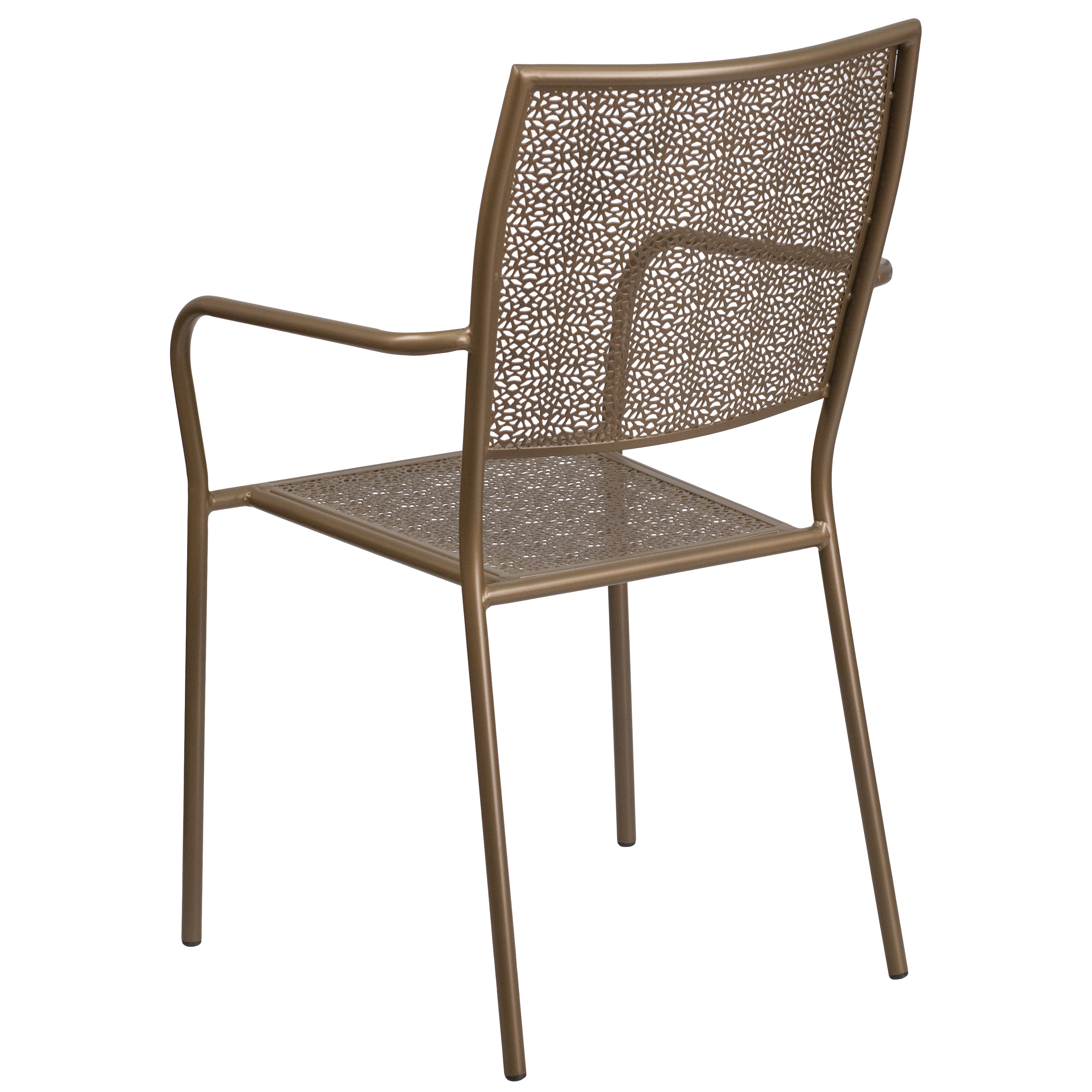 Commercial Grade Sky Blue Indoor-Outdoor Steel Patio Arm Chair with Square Back - Picture 38 of 61