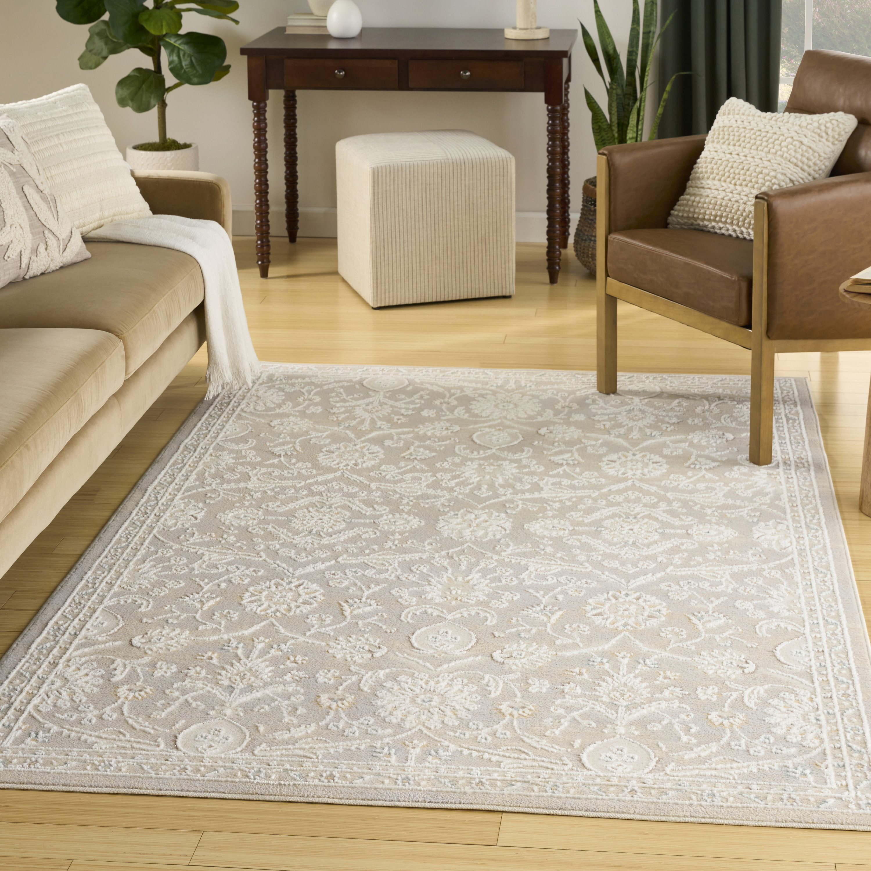 Nourison Isla 7'10" x 9'10" Light Grey Vintage Indoor Rug