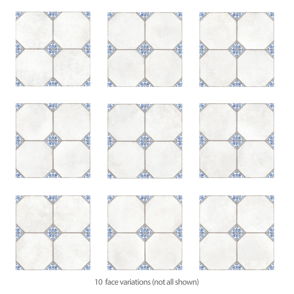 Englishtown Blue 12-7/8 in. x 12-7/8 in. Porcelain Floor and Wall Tile