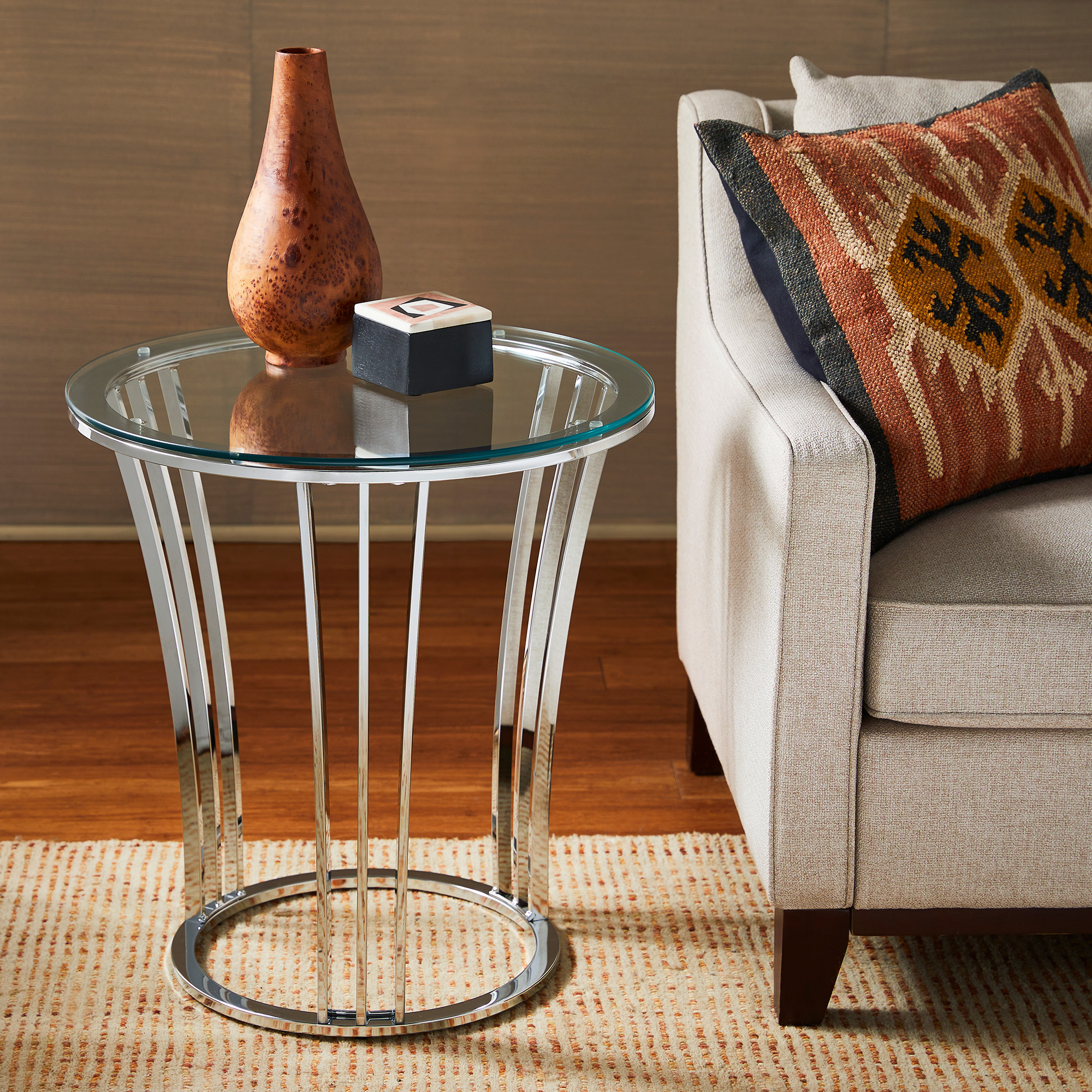  Chrome Finish Table with Glass Top