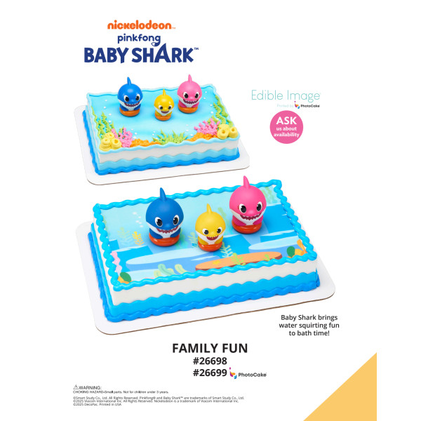 Baby Shark Family Fun The Magic of Cakes® PhotoCake® Enhanced Background and Icing Page