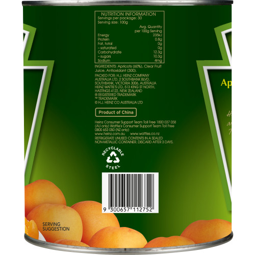  Heinz® Apricot Halves in Clear Fruit Juice 3kg x 3 