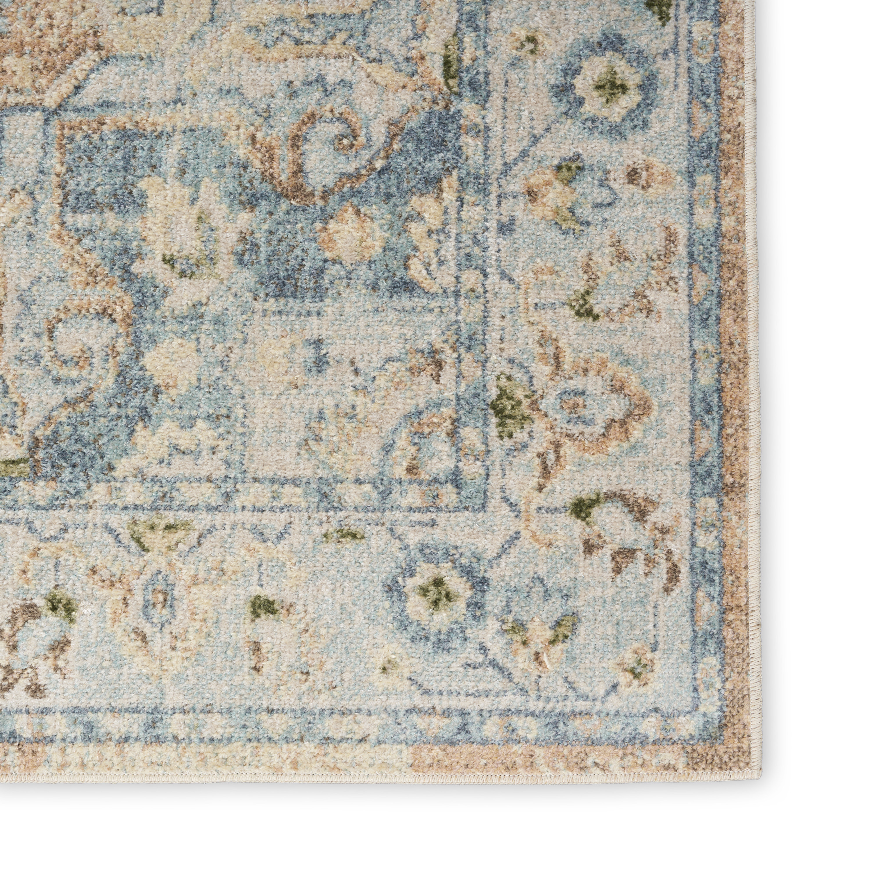 Nourison Astra Machine Washable 6'7" x 9' Beige Blue Vintage Indoor Rug