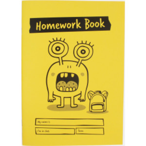 Little Monsters Homework Book, A4 Plus, 48 Pages, Alternating Lined and Plain Pages, Yellow