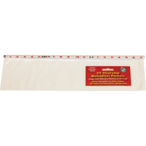 Clear View Self-Adhesive Large Name Plate Pocket 4.75" x 19", Pack of 25