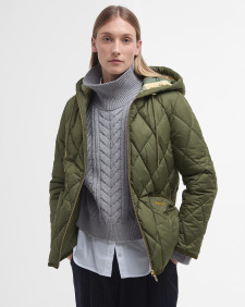 Erin Puffer Jacket Deep Olive/Ancient Tartan