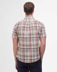 Hillway Madras Regular Short-Sleeved Shirt Washed Stone