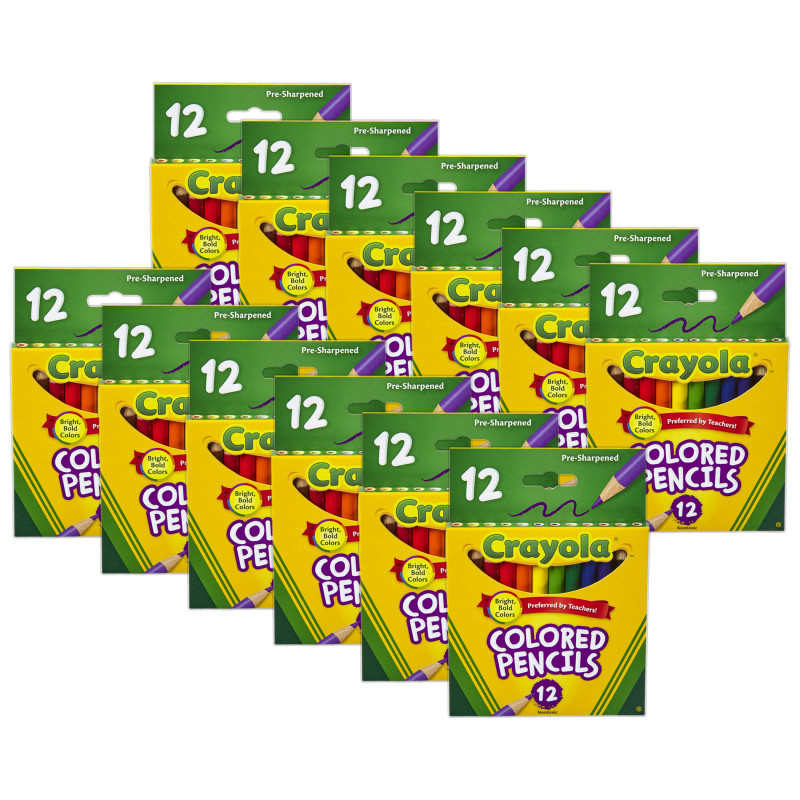Short Colored Pencils, 12 Per Pack, 12 Packs