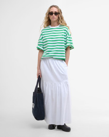 Abby Striped Oversized T-Shirt White/Kelly Green