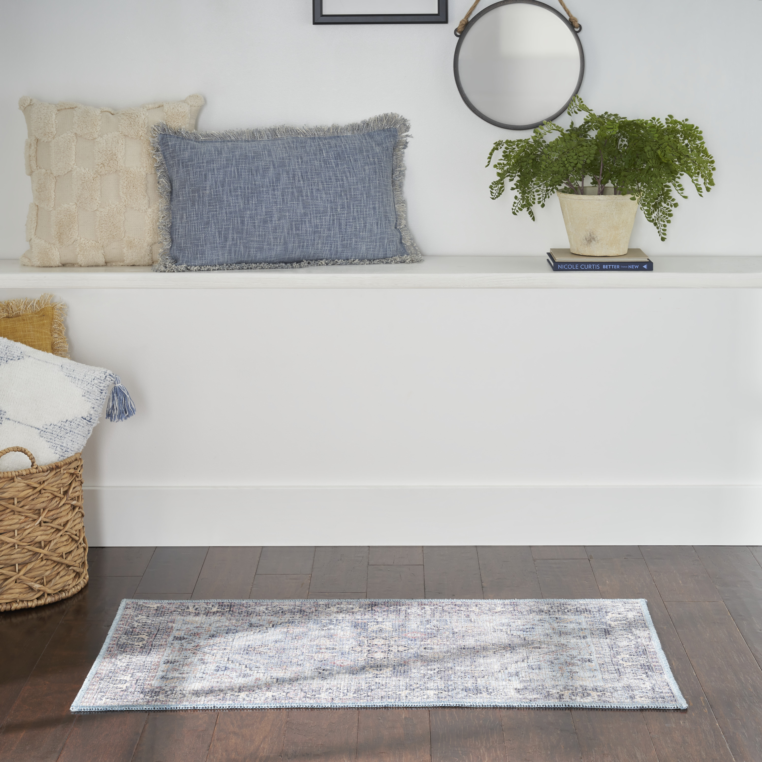 Nourison New Concept Washables 2' x 3'9" Light Grey Blue Vintage Indoor Rug