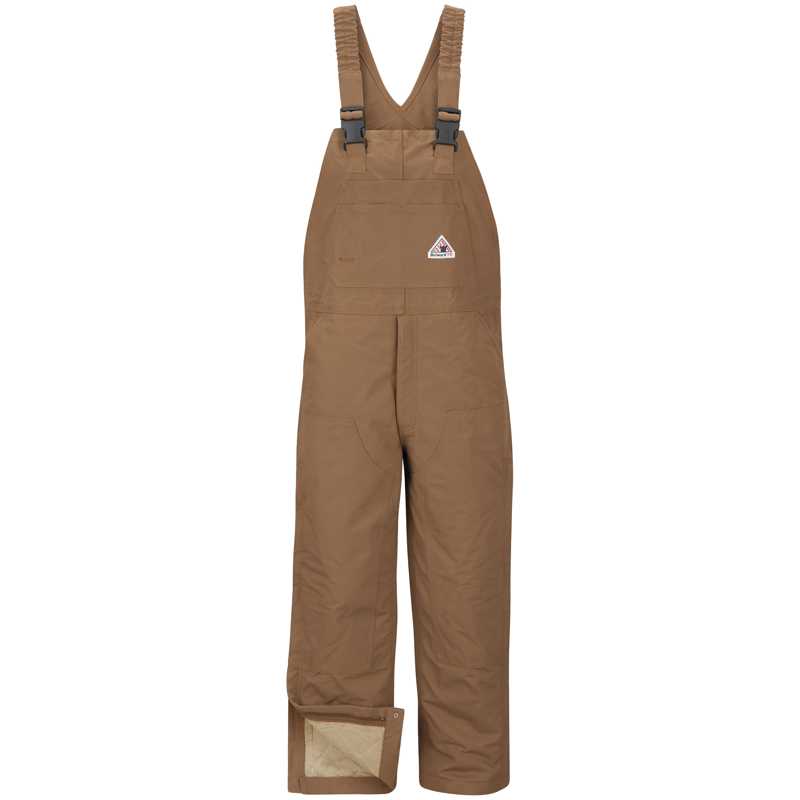 Men‘s Heavyweight FR Insulated Brown Duck Bib Overall with Knee Zip-Bulwark