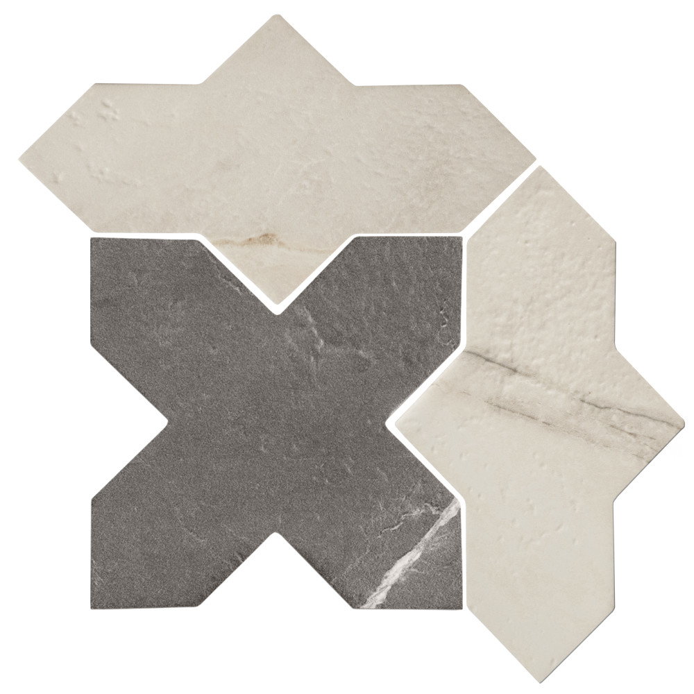 Istanbul Templar Shield Day with Night Cross 8-3/8 in. x 8-3/8 in. Porcelain Floor and Wall Tile
