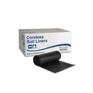 Hillyard, Stellar™ HDPE Liner, 45 gal Capacity, 40 in Wide, 48 in High, 22 Microns Thick, Black