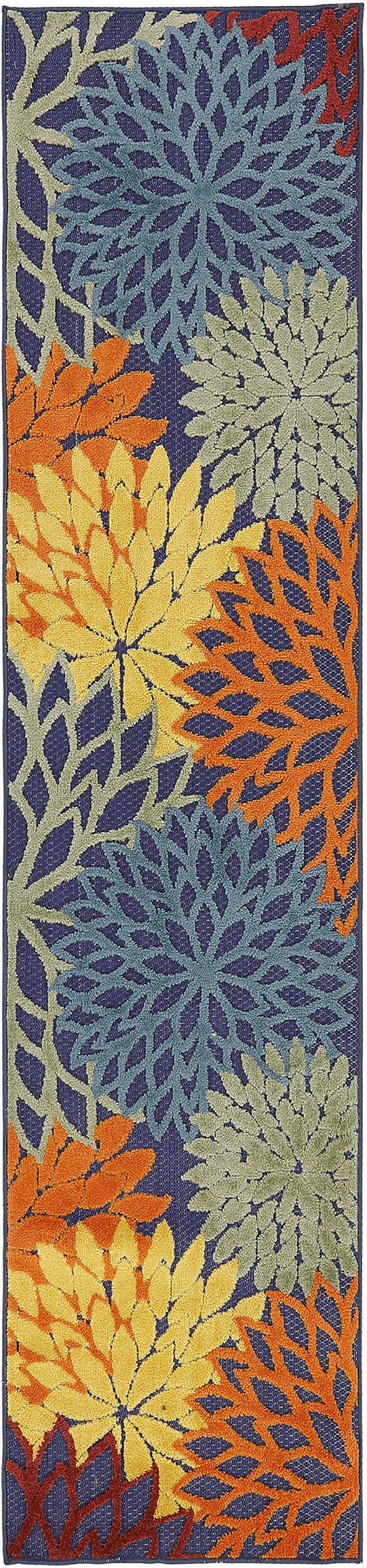 Nourison Aloha 2'3" x 10' Navy Multicolor Outdoor Rug