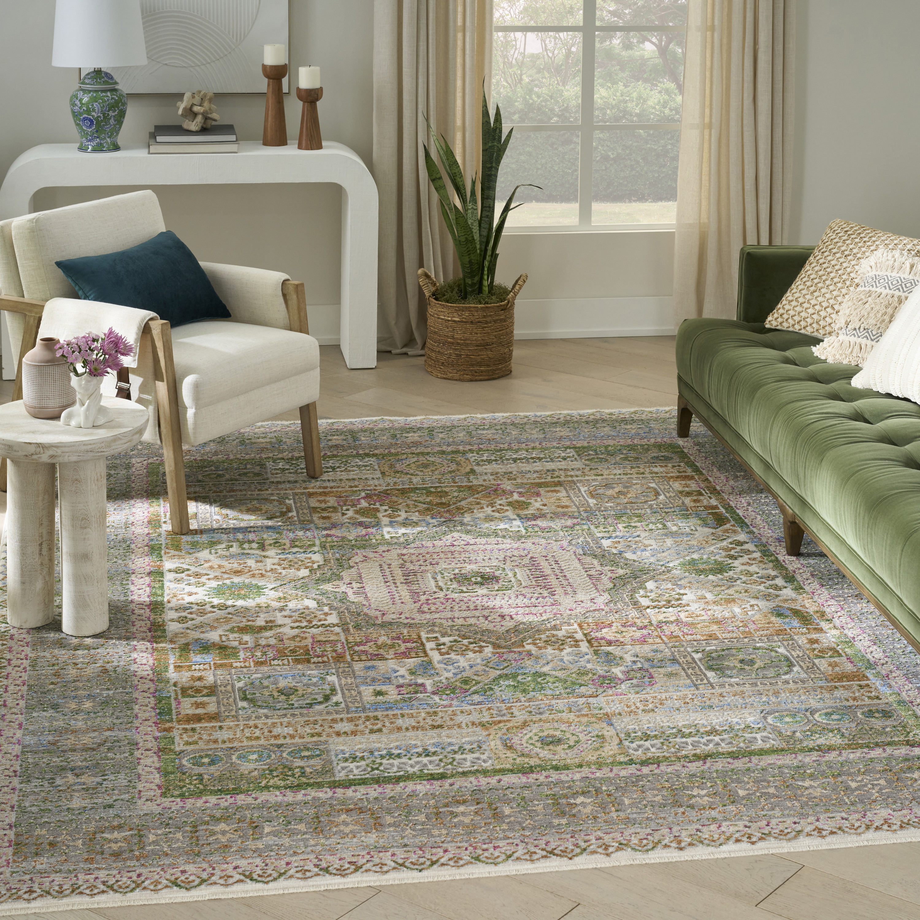 Nourison Vintage Harmony 7'10" x 9'10" Multicolor Bohemian Indoor Rug