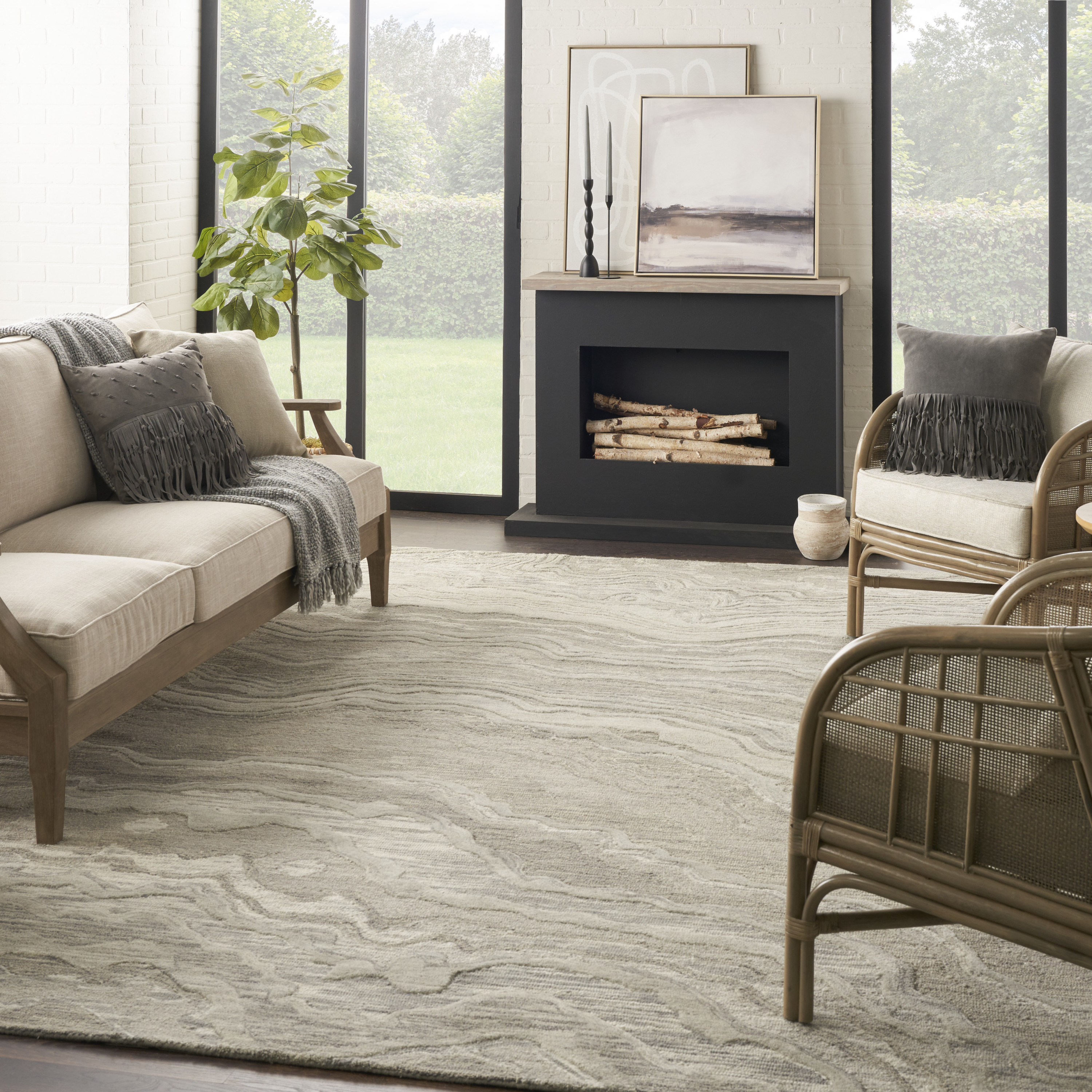 Nourison Graceful 7'9" x 9'9" Grey Modern Indoor Rug