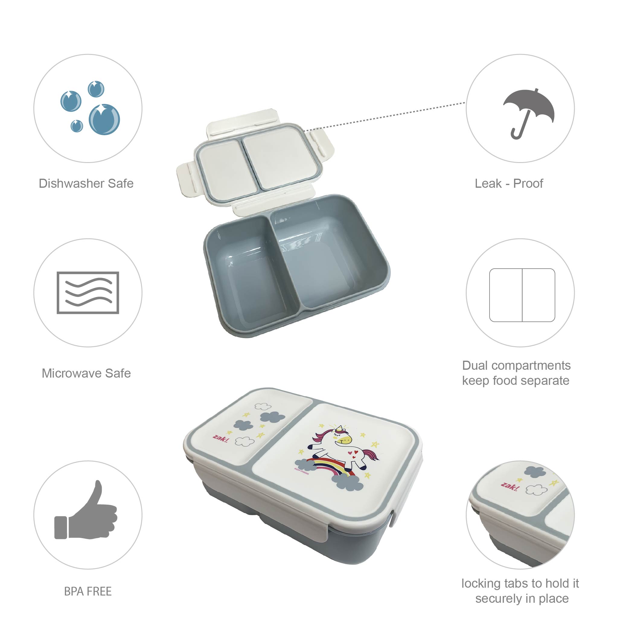 Happy Things Dual-compartment Reusable Bento Box, Unicorns slideshow image 4 Happy Things Dual-compartment Reusable Bento Box, Unicorns slideshow image 4