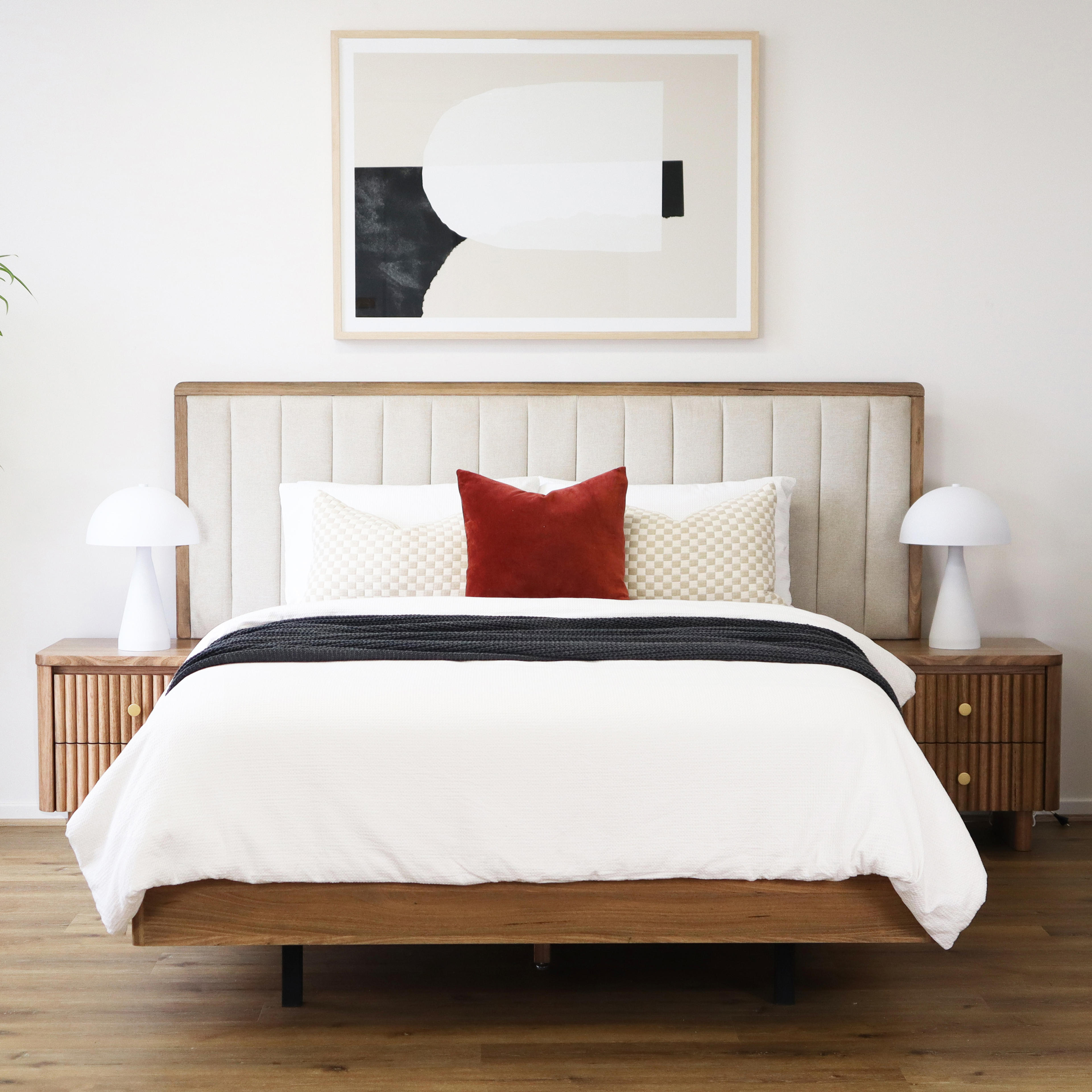 Lifestyle image of the Clifton Bed Frame, Smoked Oak from Forty Winks