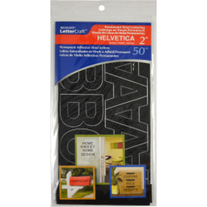 LetterCraft Permanent Vinyl Lettering, Helvetica, 2-Inch, Black