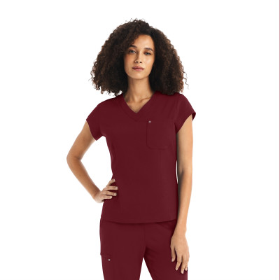 White Cross CRFT WT128 Women&#8216;s 1 Pocket Fluid Resistant V-Neck Scrub Top-White Cross