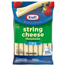 Kraft String Cheese Mozzarella Cheese Snacks with 2% Milk, 24 ct Sticks