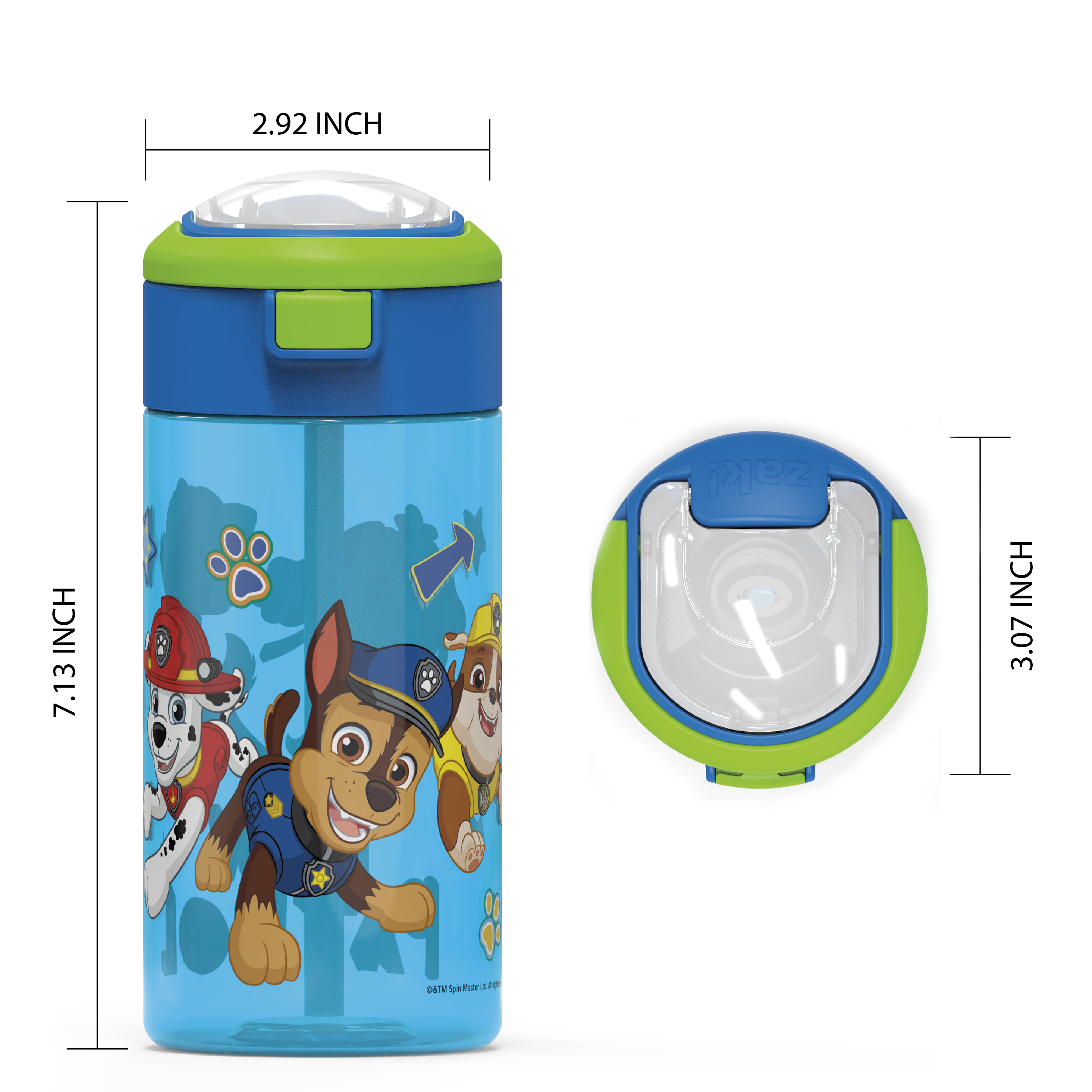 Paw Patrol 18 ounce Reusable Plastic Water Bottle with Push-button lid, Chase, Marshall & Rubble slideshow image 6
