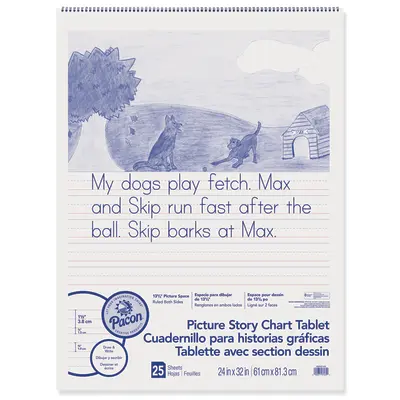 Pacon  Picture Story Chart Tablet, White, Ruled Short, 1-1/2 in ruled 24