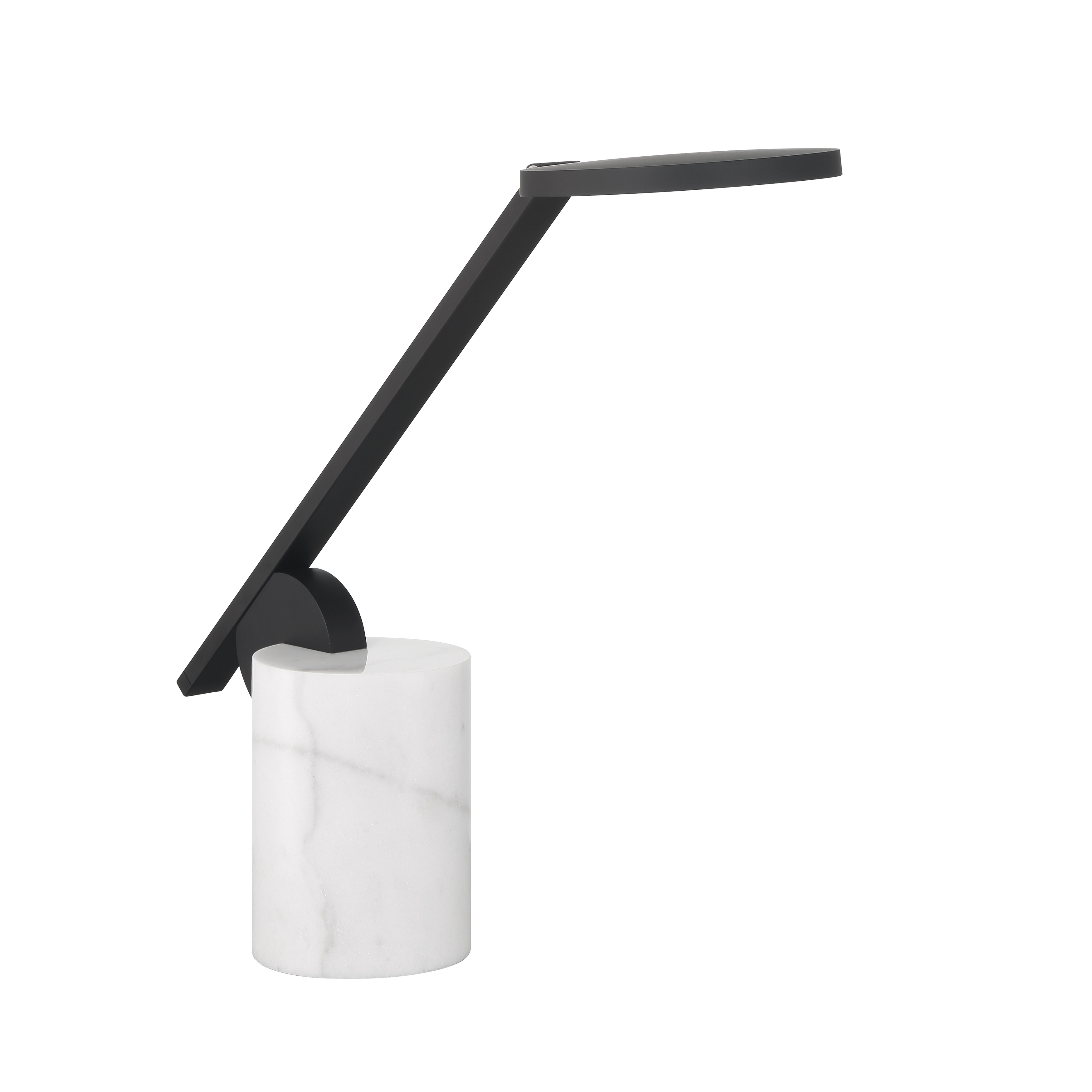 This contemporary task lamp combines functional LED lighting with sophisticated design. The coal black aluminum arm paired with a marble base creates a modern aesthetic while delivering 1087 lumens of dimmable light. - alternate view