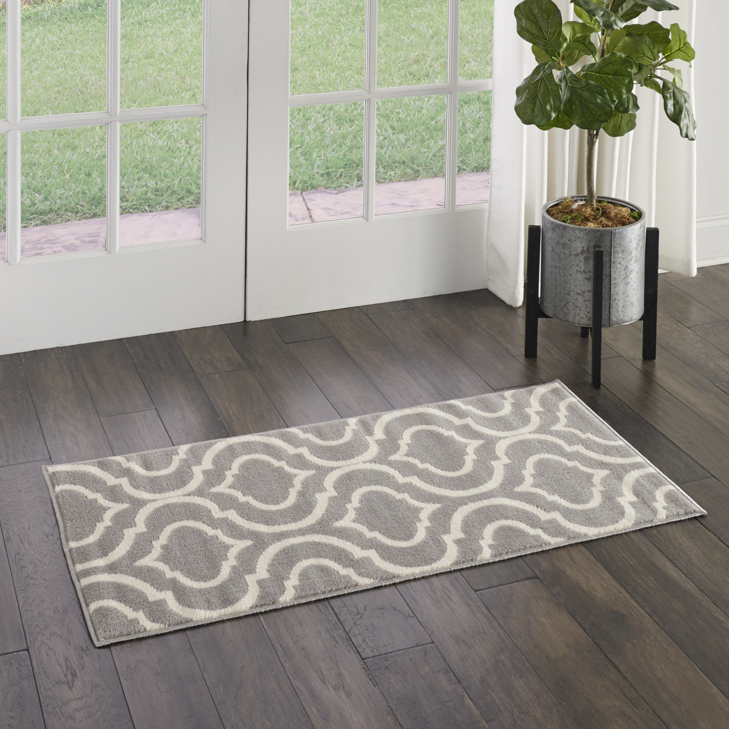 Nourison Jubilant 2' x 4' Grey Contemporary Indoor Rug