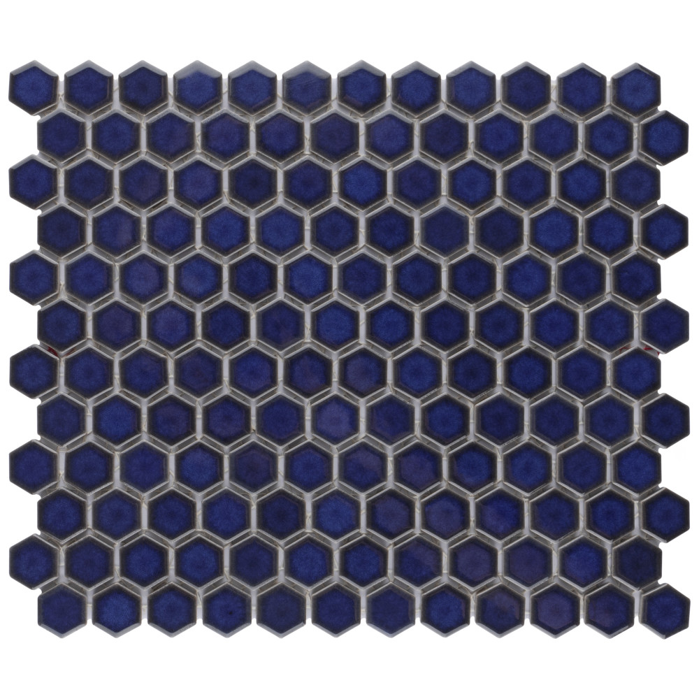 Tribeca 1″ Hex Glossy Cobalt 10-1/4 in. x 11-7/8 in. Porcelain Mosaic Tile