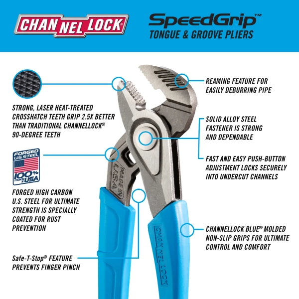 428X 8-inch SPEEDGRIP Straight Jaw Tongue & Groove Pliers