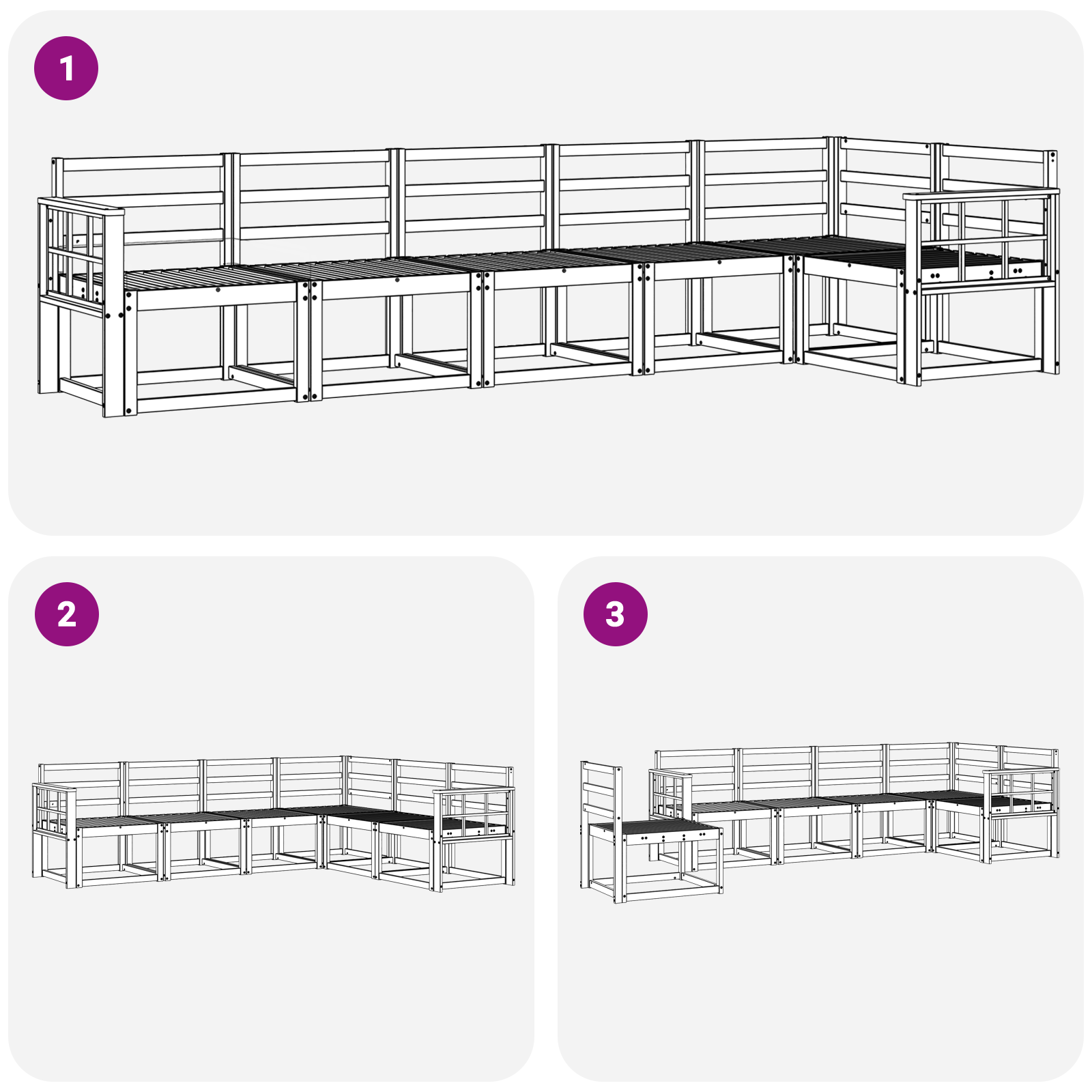 Buiten bankenset 6 pcs Wit Massief Acaciahout image 5