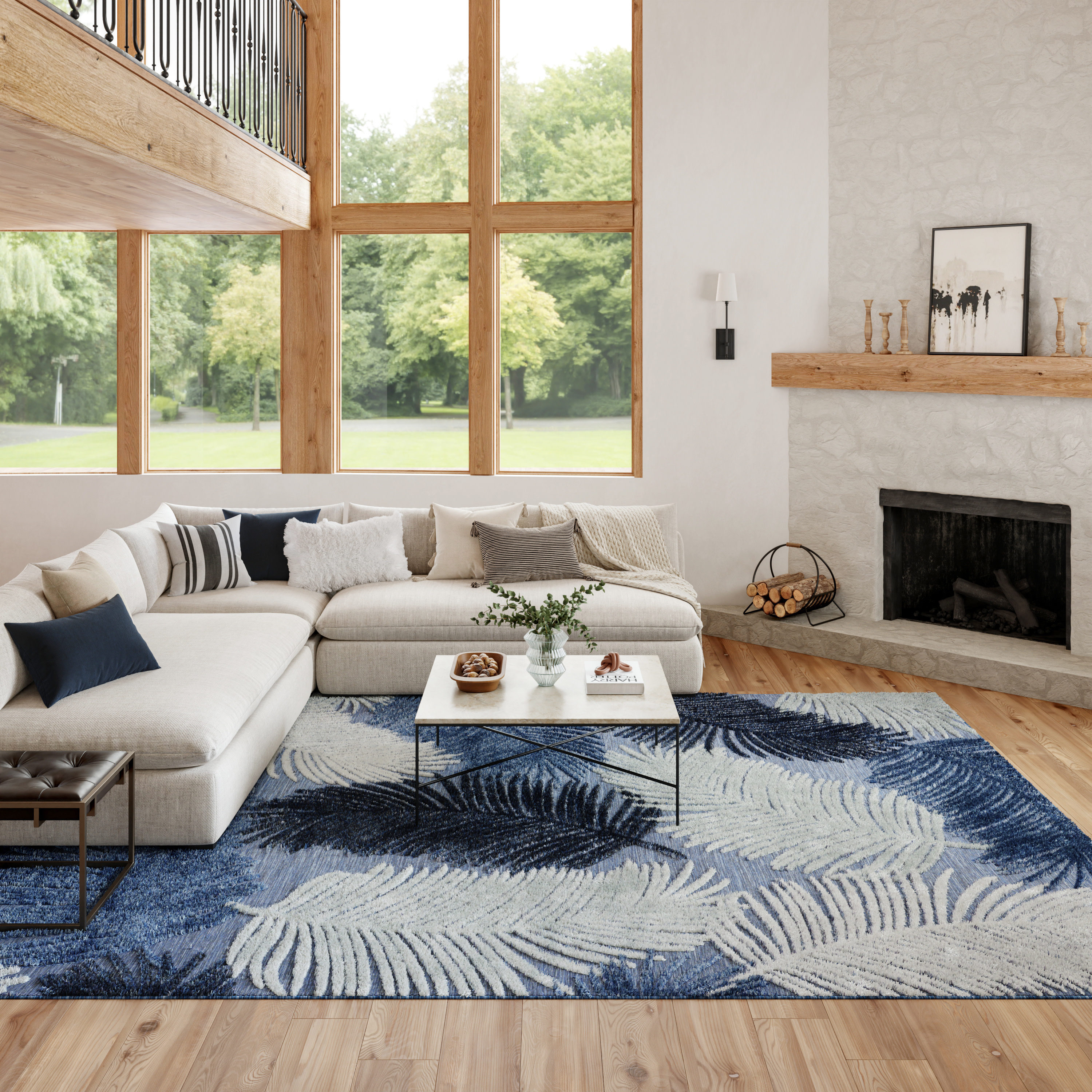 Nourison Suncoast 7'10" x 9'10" Denim Tropical Rug