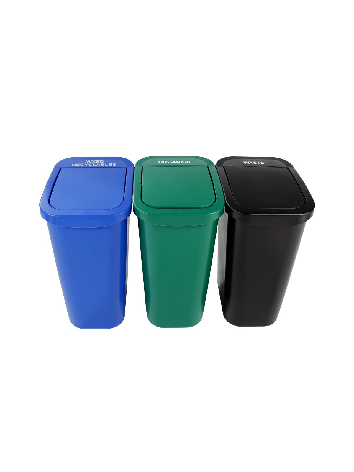 BILLI BOX – Triple – Kit – 10 G – Mixed Recyclables-Organics-Waste – Swing – Blue-Green-Black
