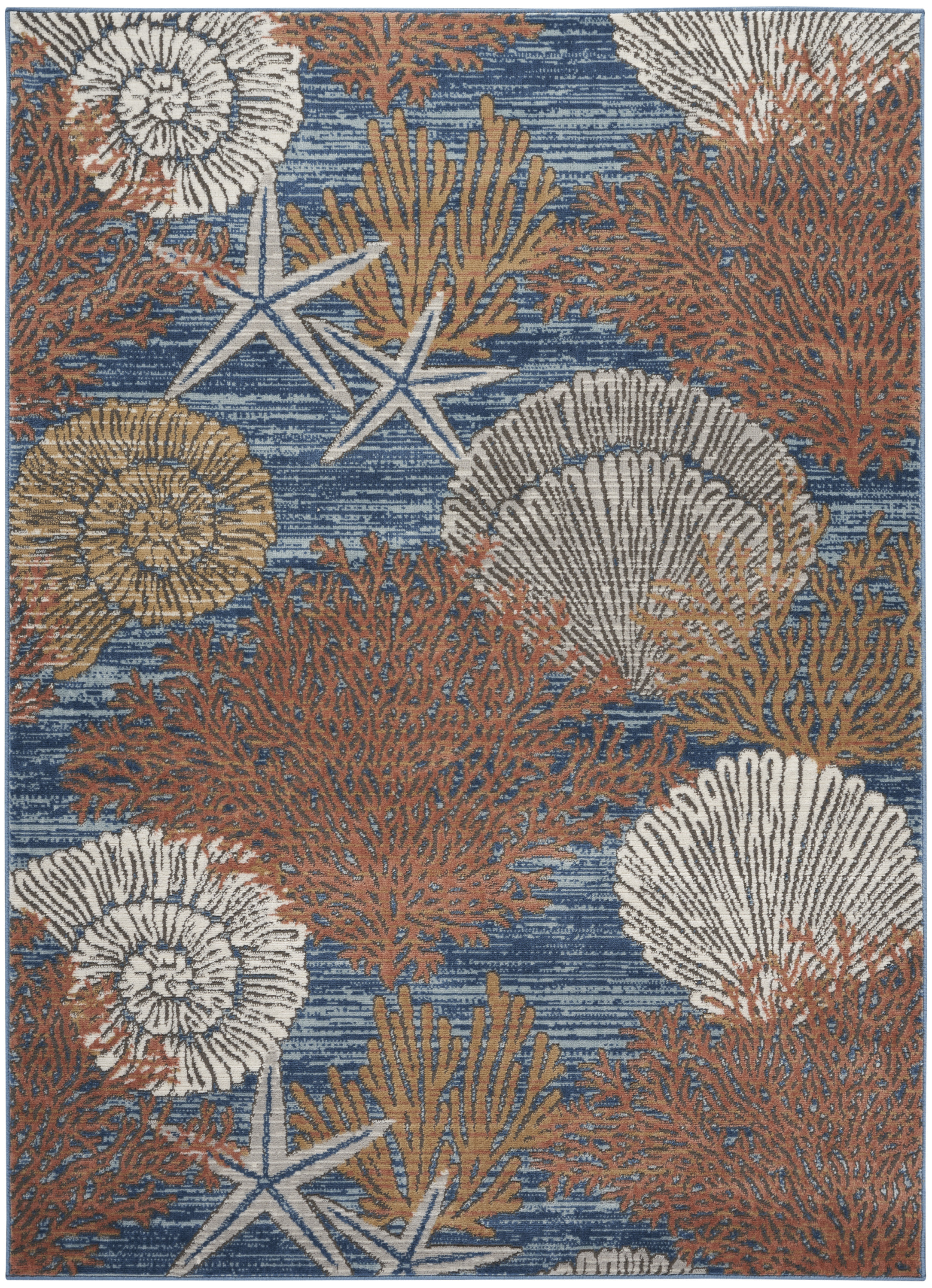 Nourison Seaside 5'3" x 7'3" Blue Multicolor Coastal, Nautical & Beach Indoor Rug