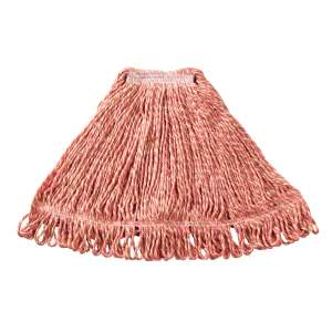 Rubbermaid Commercial, Super Stitch, Blend Looped-End Wet Mop Head with 1" Headband, 24 oz, Red