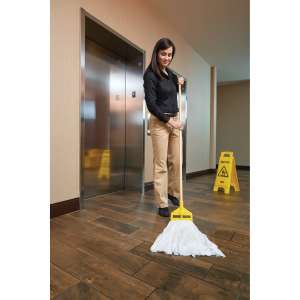 Rubbermaid Commercial, Polyester/Rayon Disposable Wet Mop Head with 5" Headband, #24, White