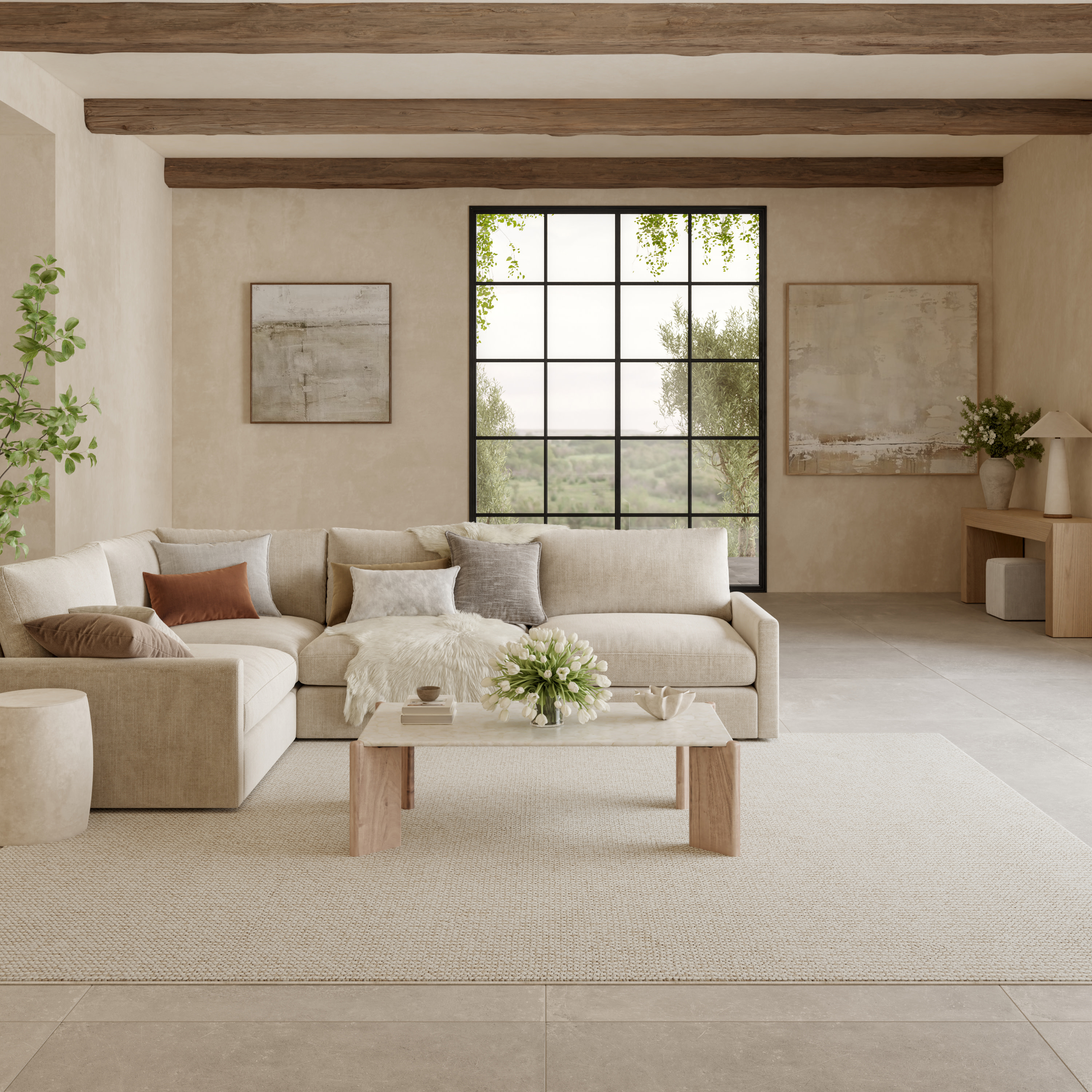 Nourison Natural Texture 9' x 12' Ivory Beige Farmhouse Indoor Rug