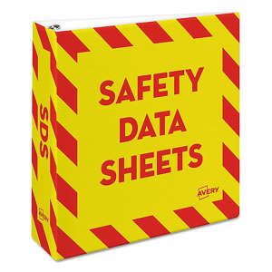 Avery, Heavy-Duty Preprinted Safety Data Sheet Binder, Yellow/Red