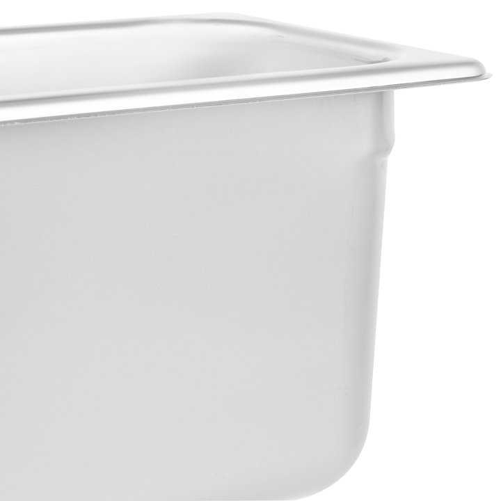 Half-size 6-inch-deep Super Pan® heavy-duty stainless steel steam table pan with flat corners